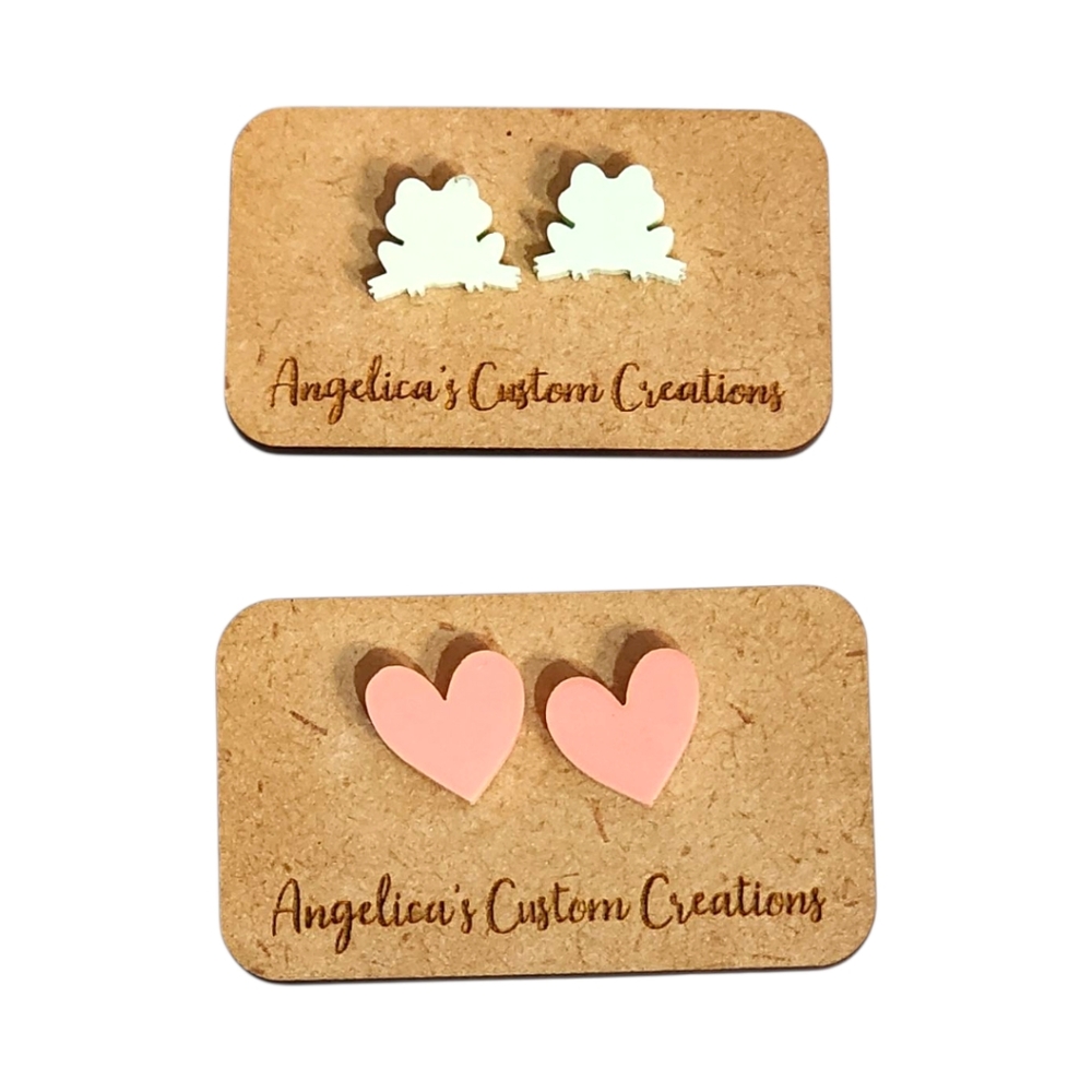 Hoppy Hearts Acrylic Studs Set – Light Green & Pink